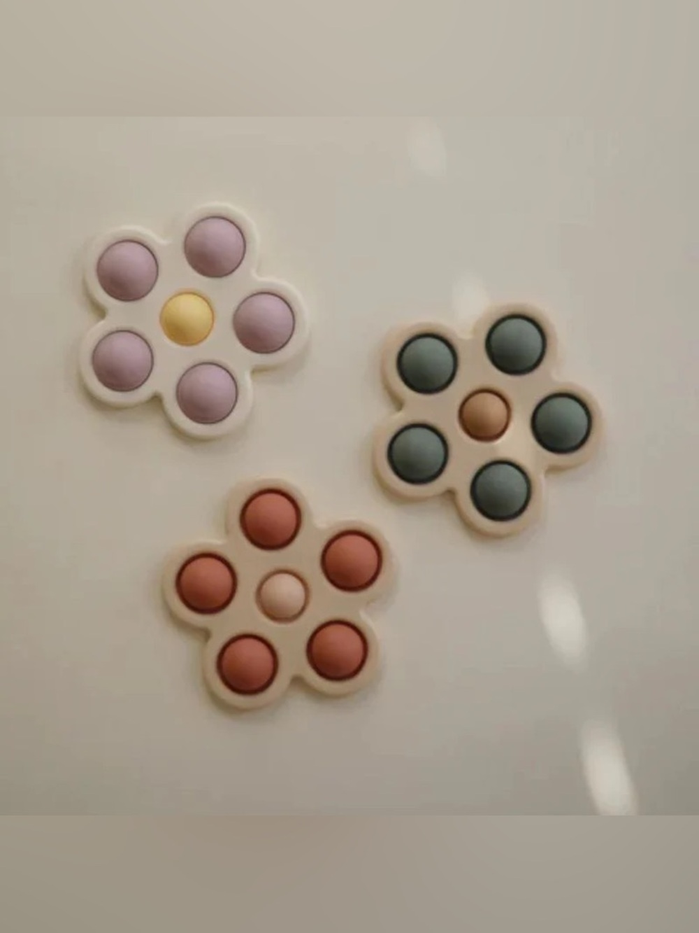 NWT Mushie Flower Press Baby Toy Soft Lilac/Daffodil/Ivory - Picture 5 of 5